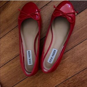 Steve Madden Red Patent Bow Flats
